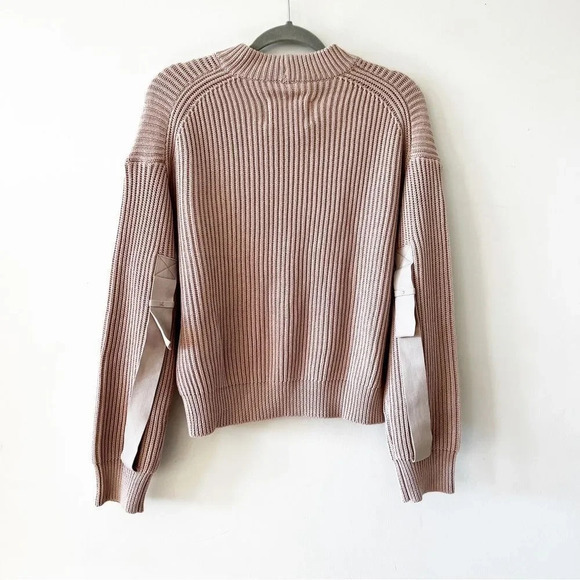 Pistola Taylor Ribbed Cropped Sweater Women’s Size M Tabbed Sleeves Blushing - Picture 2 of 10